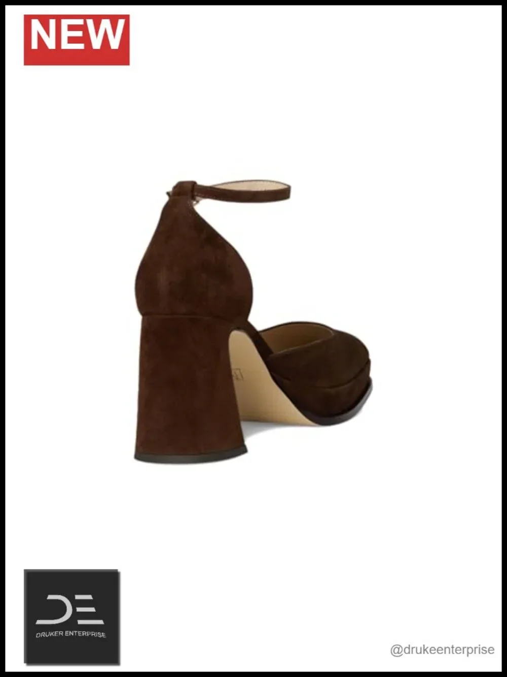 Suede Platform Heels Ankle Strap Square Toe